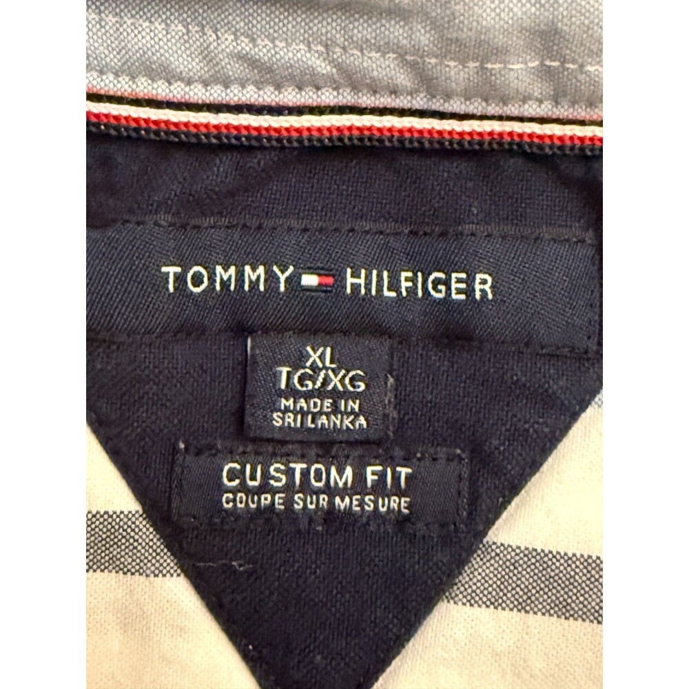 Tommy Hilfiger Mens XL Custom Fit Striped Button Down Short Sleeve Shirt - Picture 3 of 12